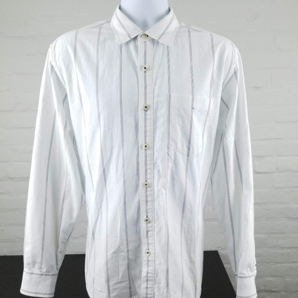 TOMMY BAHAMA Mens Long Sleeve White Striped Sz L - Picture 1 of 8